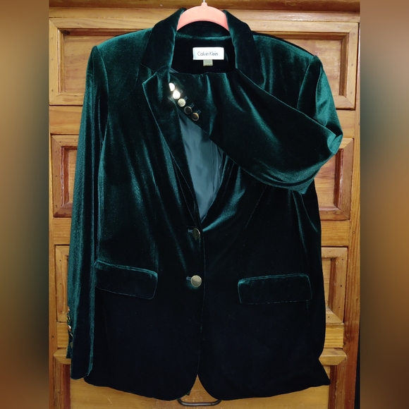 Calvin Klein Jackets & Blazers - Calvin Klein Green Velvet Blazer